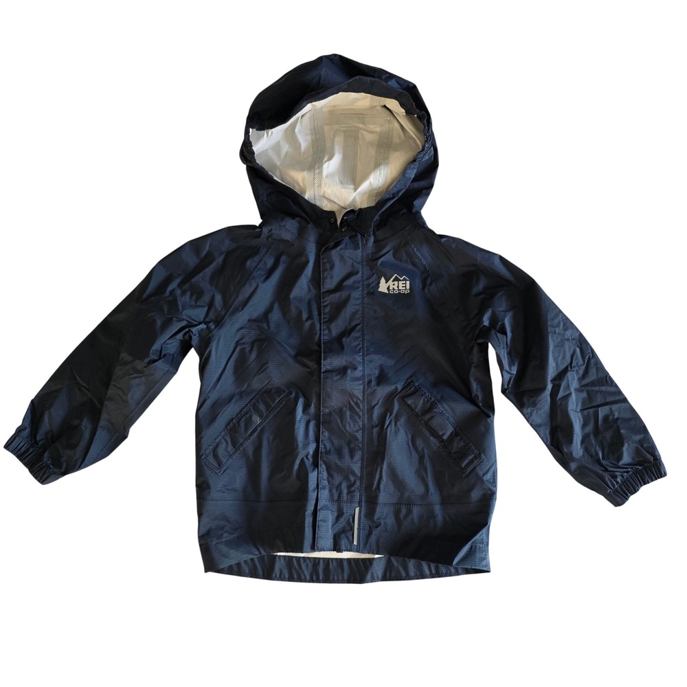 REI Co-op Rainier Rain Jacket Toddler 2T Dark Gray Hooded Waterproof Shell